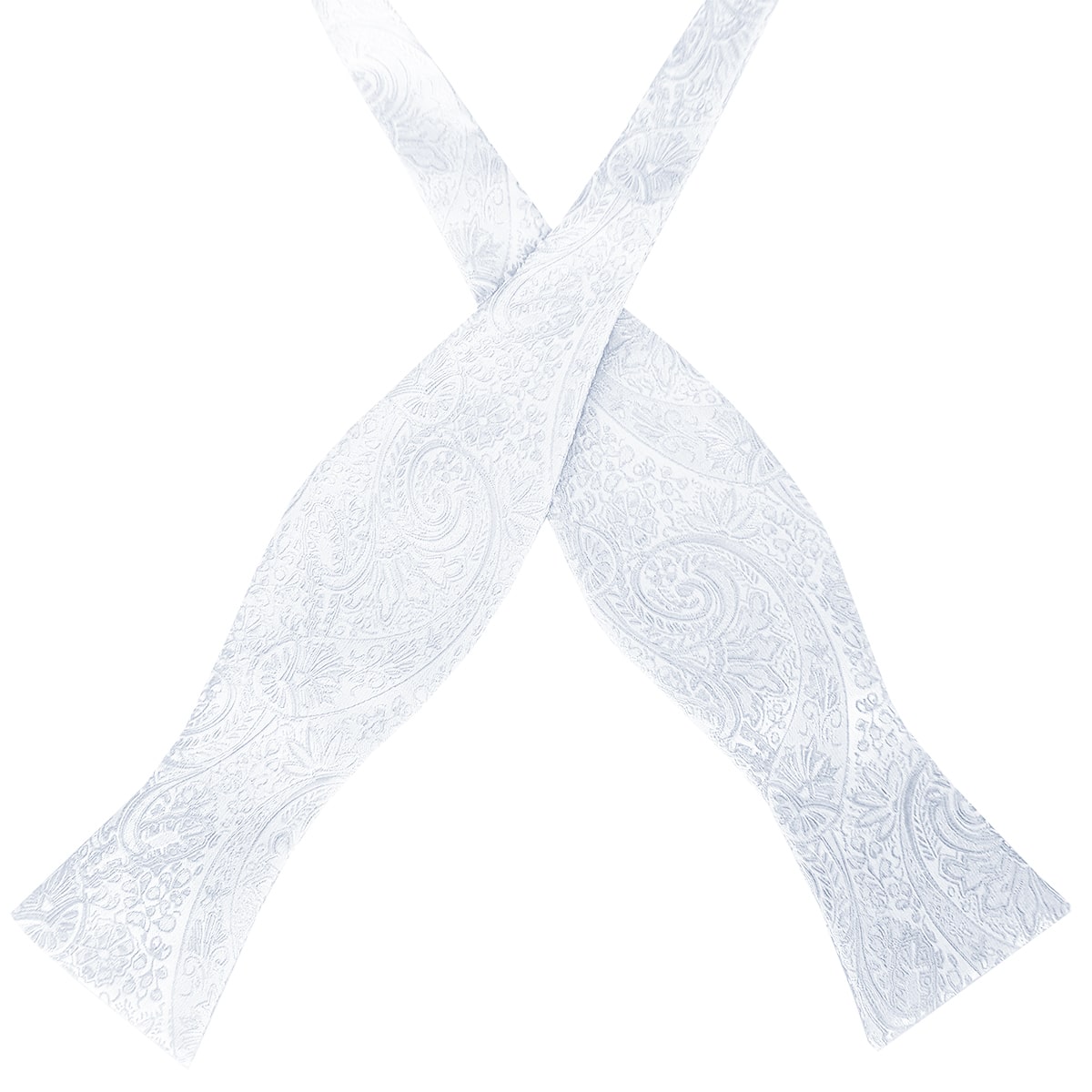 White Paisley Self Tie Bow Tie
