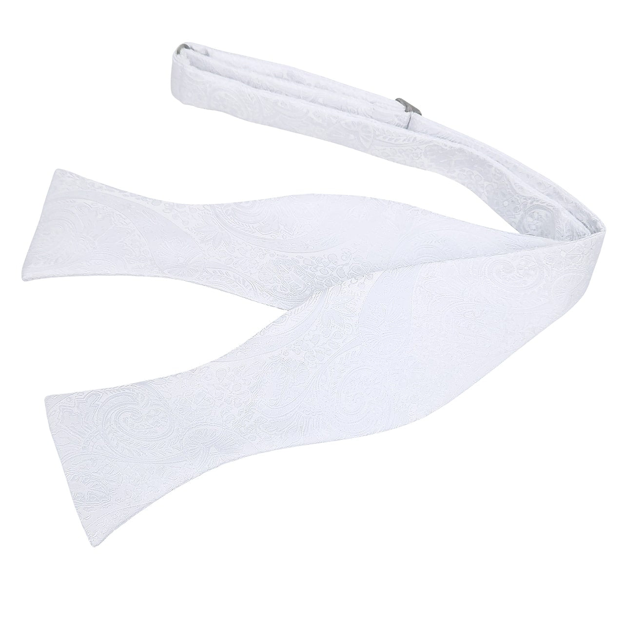 White Paisley Self Tie Bow Tie