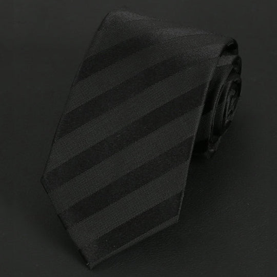 Black Stripes on Black Silk Tie