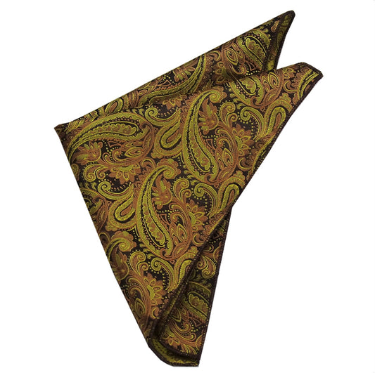 Black & Gold Paisley Pocket Square