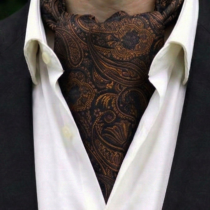 Black with Bronze Paisley Ascot Cravat