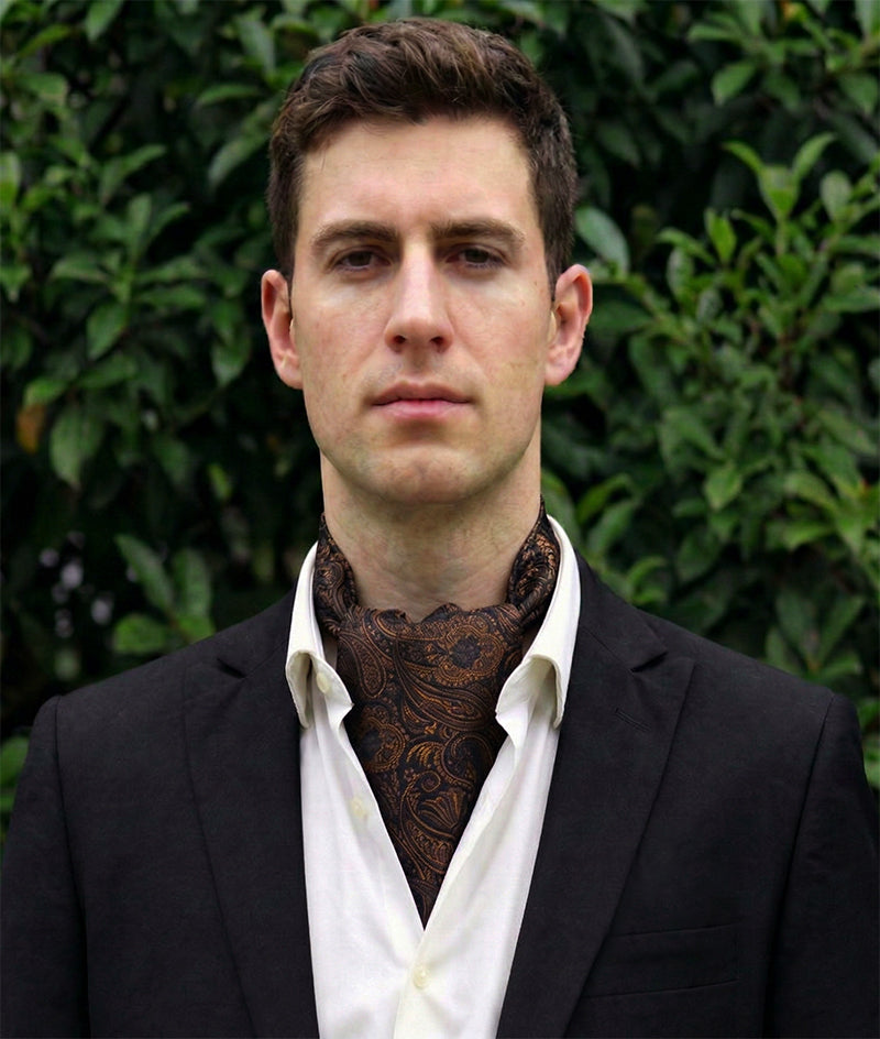 Black with Bronze Paisley Ascot Cravat