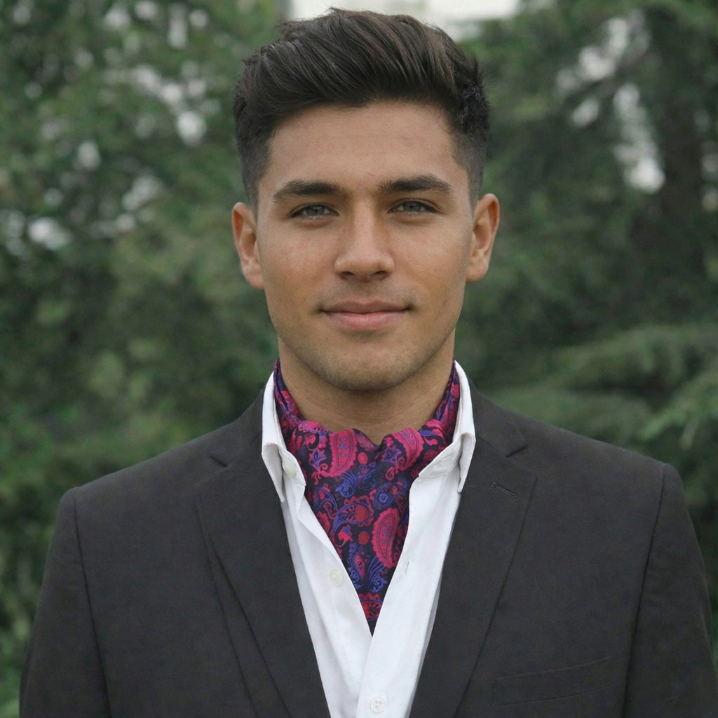 Black with Pink & Purple Paisley Ascot Cravat