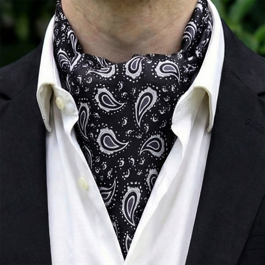 Black & White Paisley Teardrop Pattern Ascot