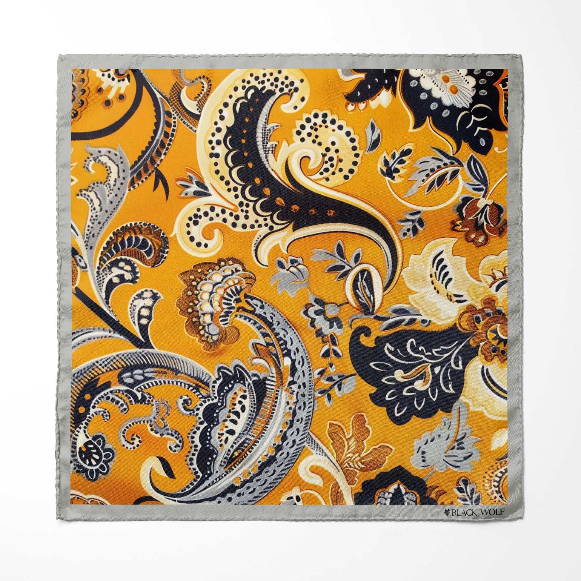 Genuine Silk Golden Vintage Paisley Ascot Cravat