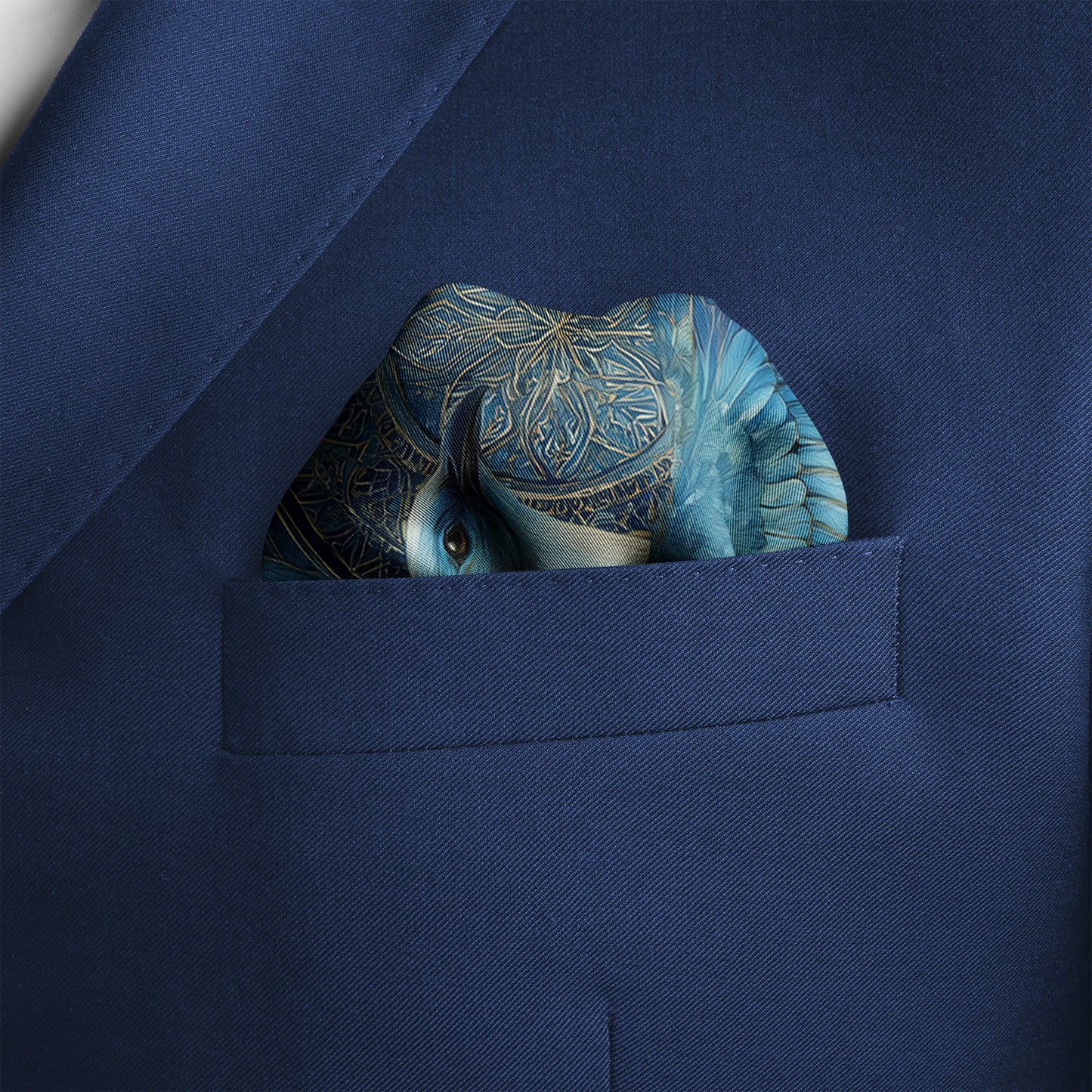 Genuine Silk Azure Bluebird Tranquility Pocket Square