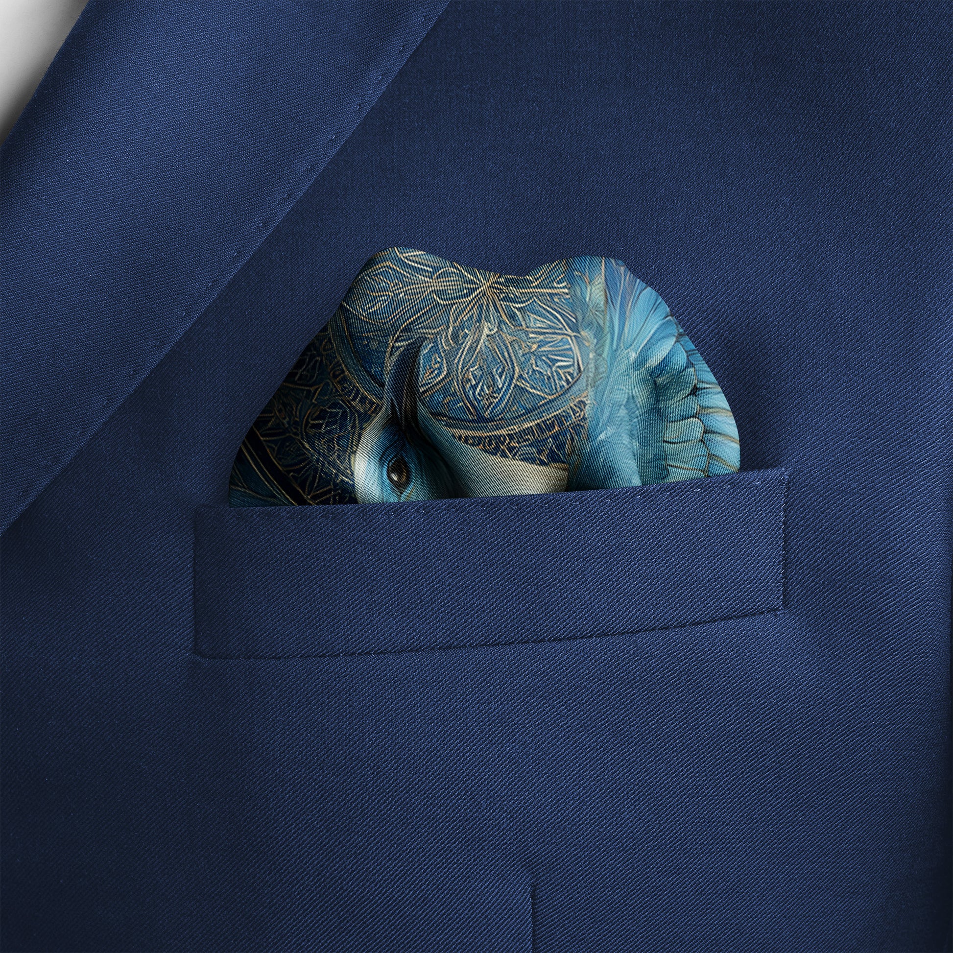 Genuine Silk Azure Bluebird Tranquility Pocket Square