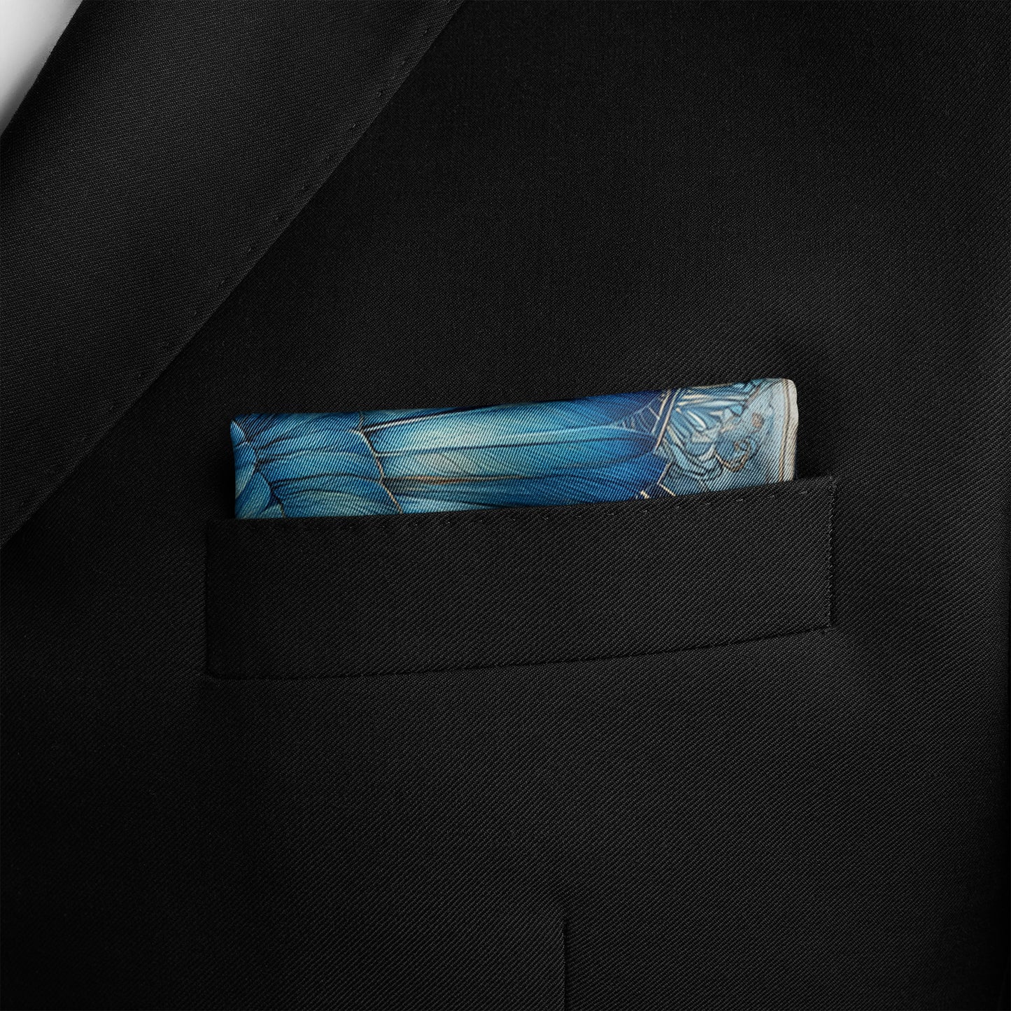 Genuine Silk Azure Bluebird Tranquility Pocket Square