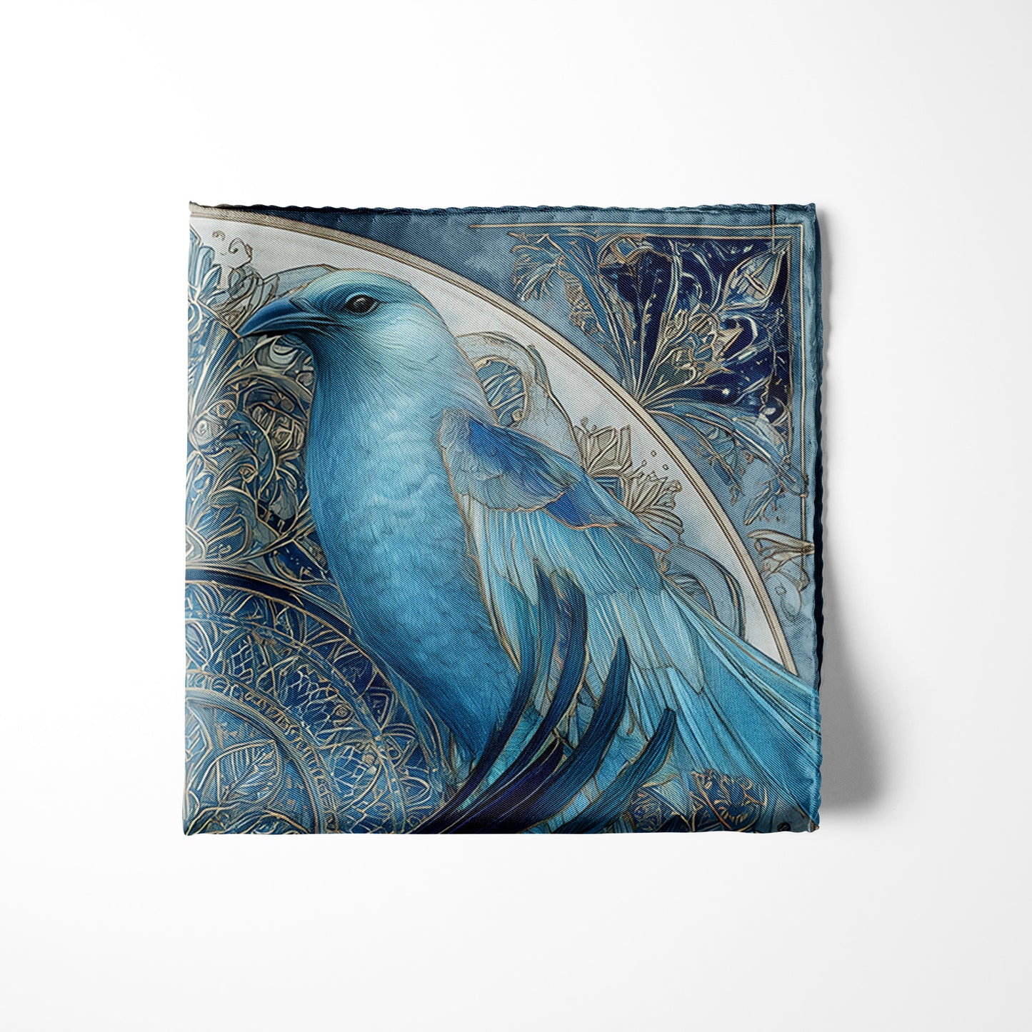 Genuine Silk Azure Bluebird Tranquility Pocket Square