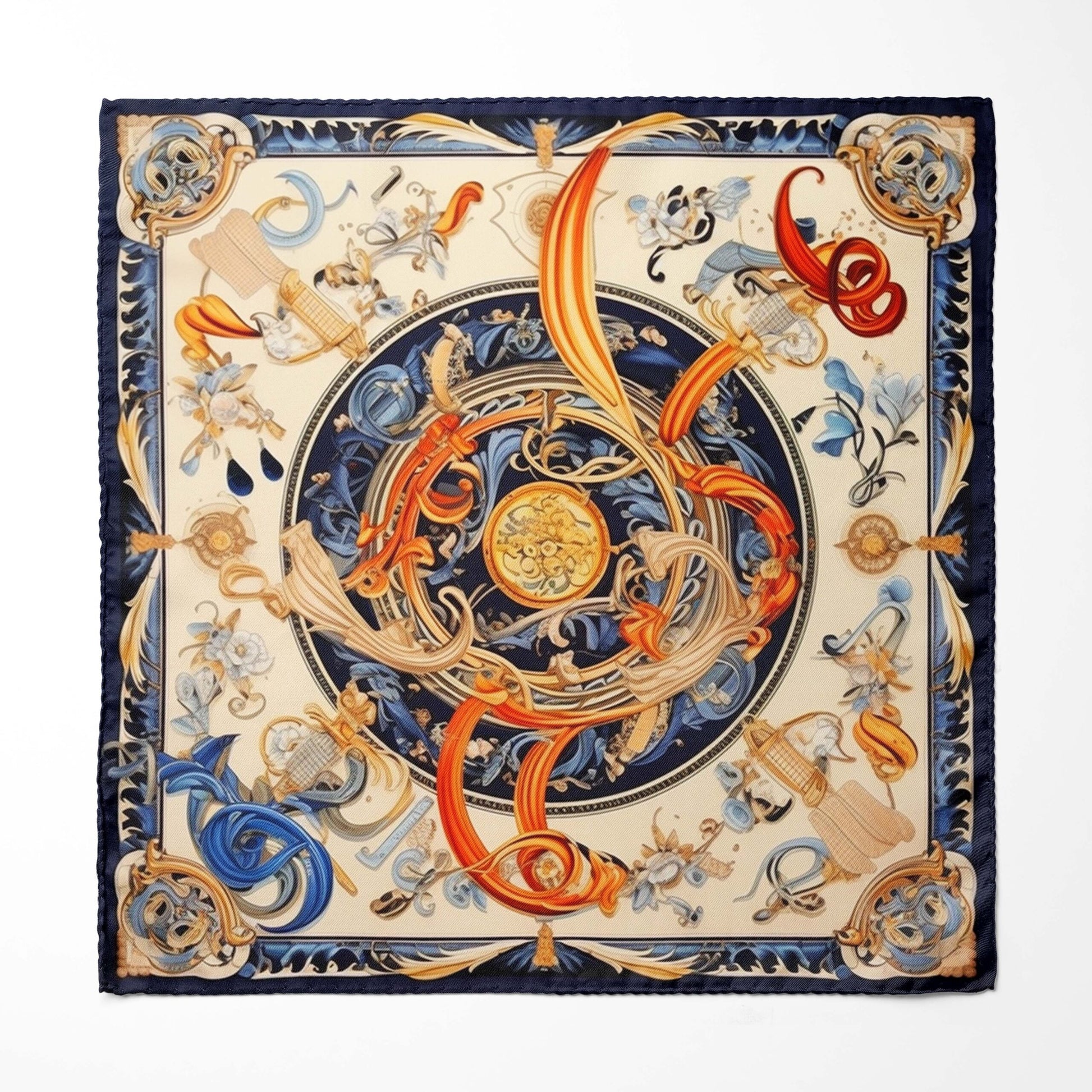 Genuine Silk Baroque Midnight Symphony Pocket Square