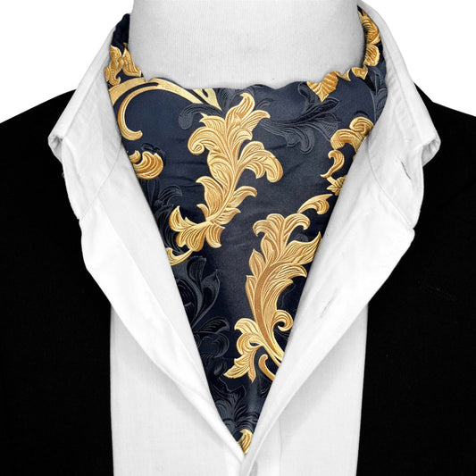 Genuine Silk Baroque Scroll Ascot Cravat