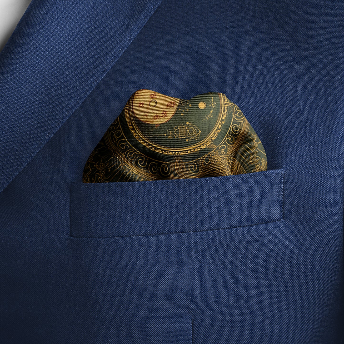 Genuine Silk Celestial Phoenix Harmony Pocket Square