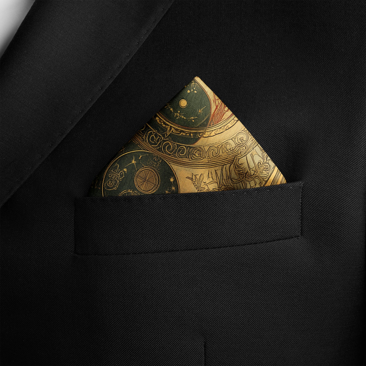 Genuine Silk Celestial Phoenix Harmony Pocket Square