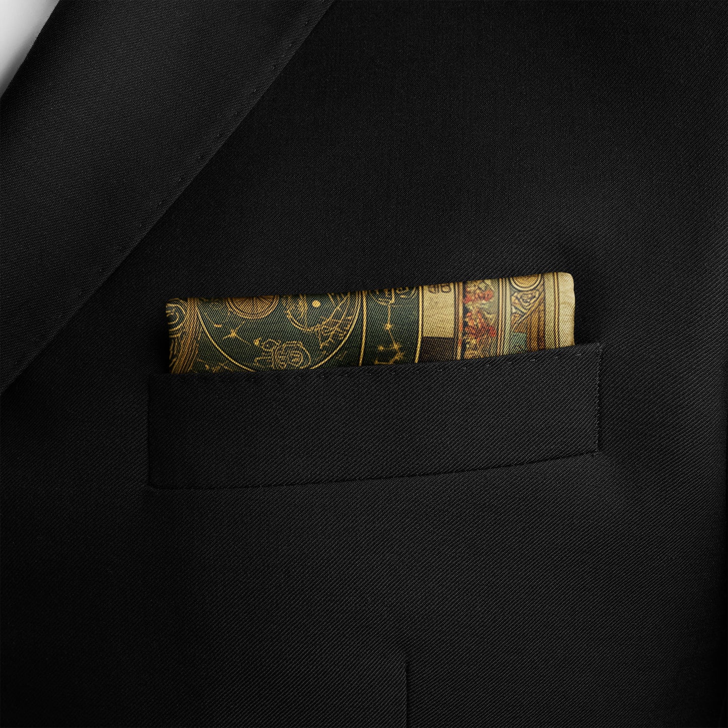 Genuine Silk Celestial Phoenix Harmony Pocket Square