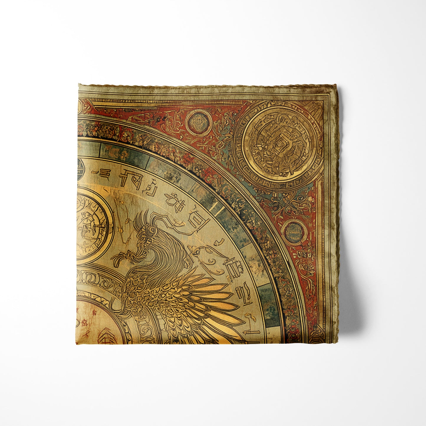 Genuine Silk Celestial Phoenix Harmony Pocket Square
