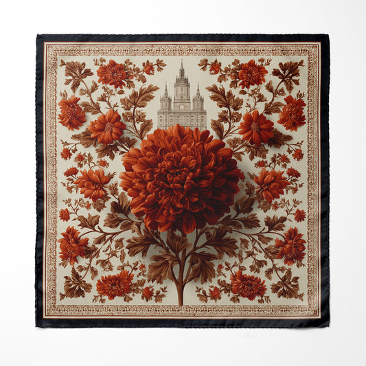 Genuine Silk Crimson Chrysanthemum Heritage Pocket Square