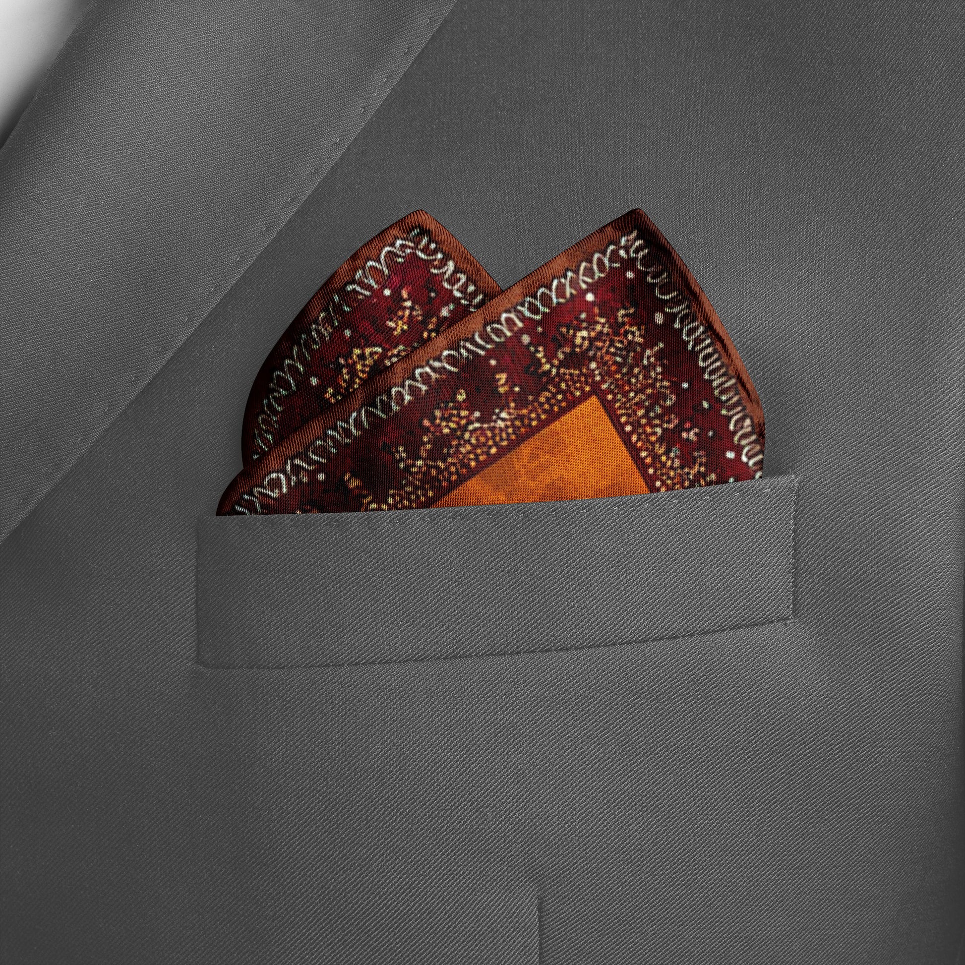 Genuine Silk Desert Caravan Nomadic Pocket Square