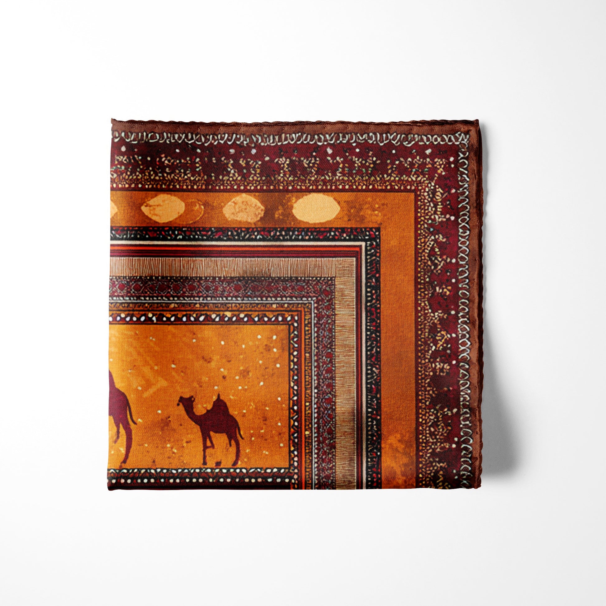 Genuine Silk Desert Caravan Nomadic Pocket Square