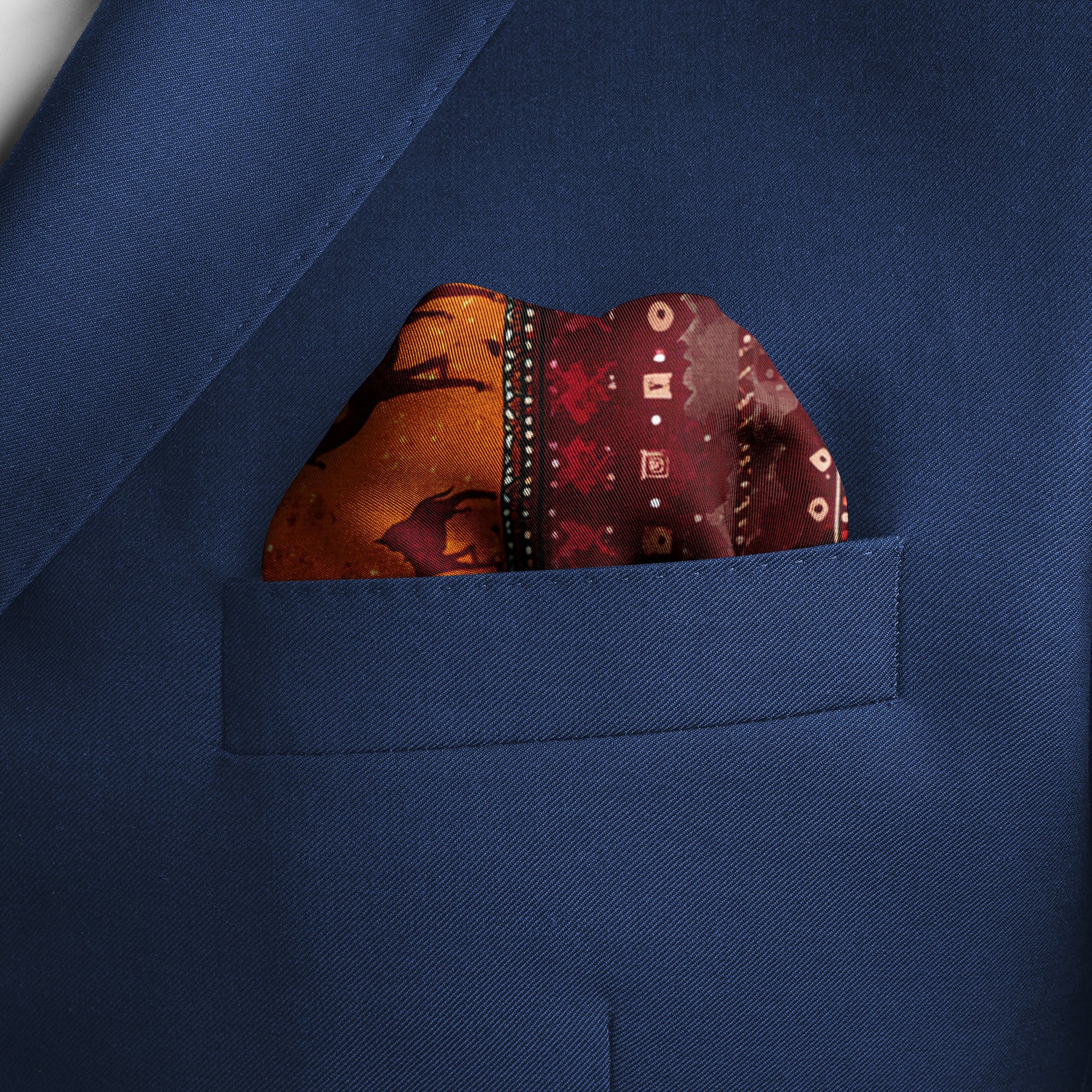 Genuine Silk Desert Caravan Nomadic Pocket Square