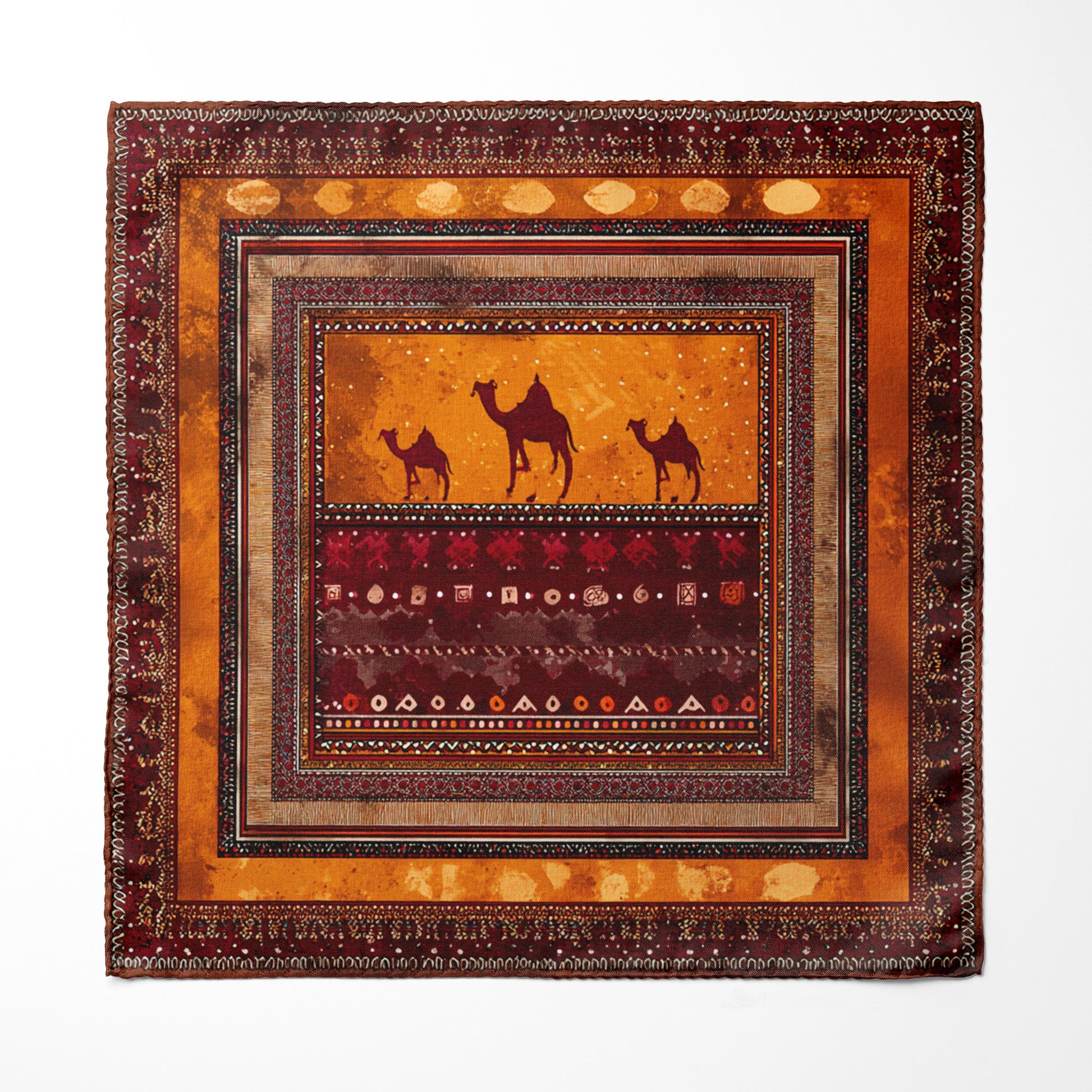 Genuine Silk Desert Caravan Nomadic Pocket Square