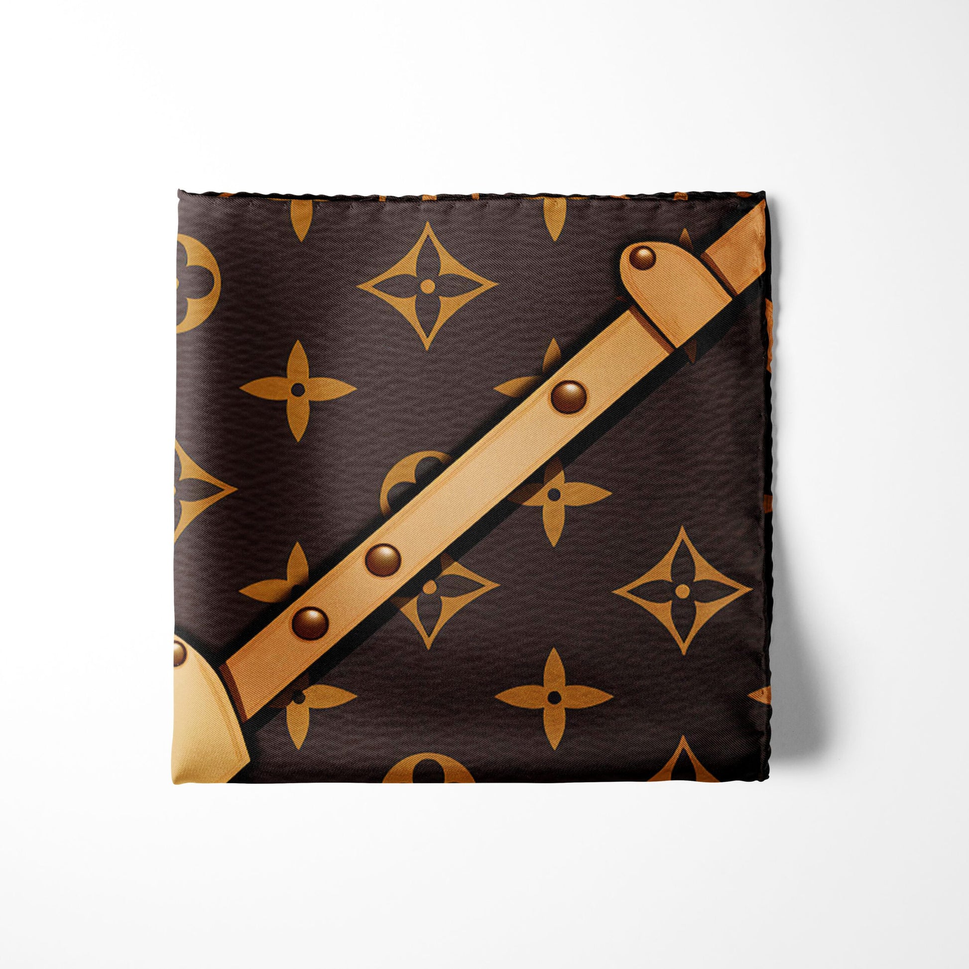 Genuine Silk Gold and Black Luxury Design Pocket Square