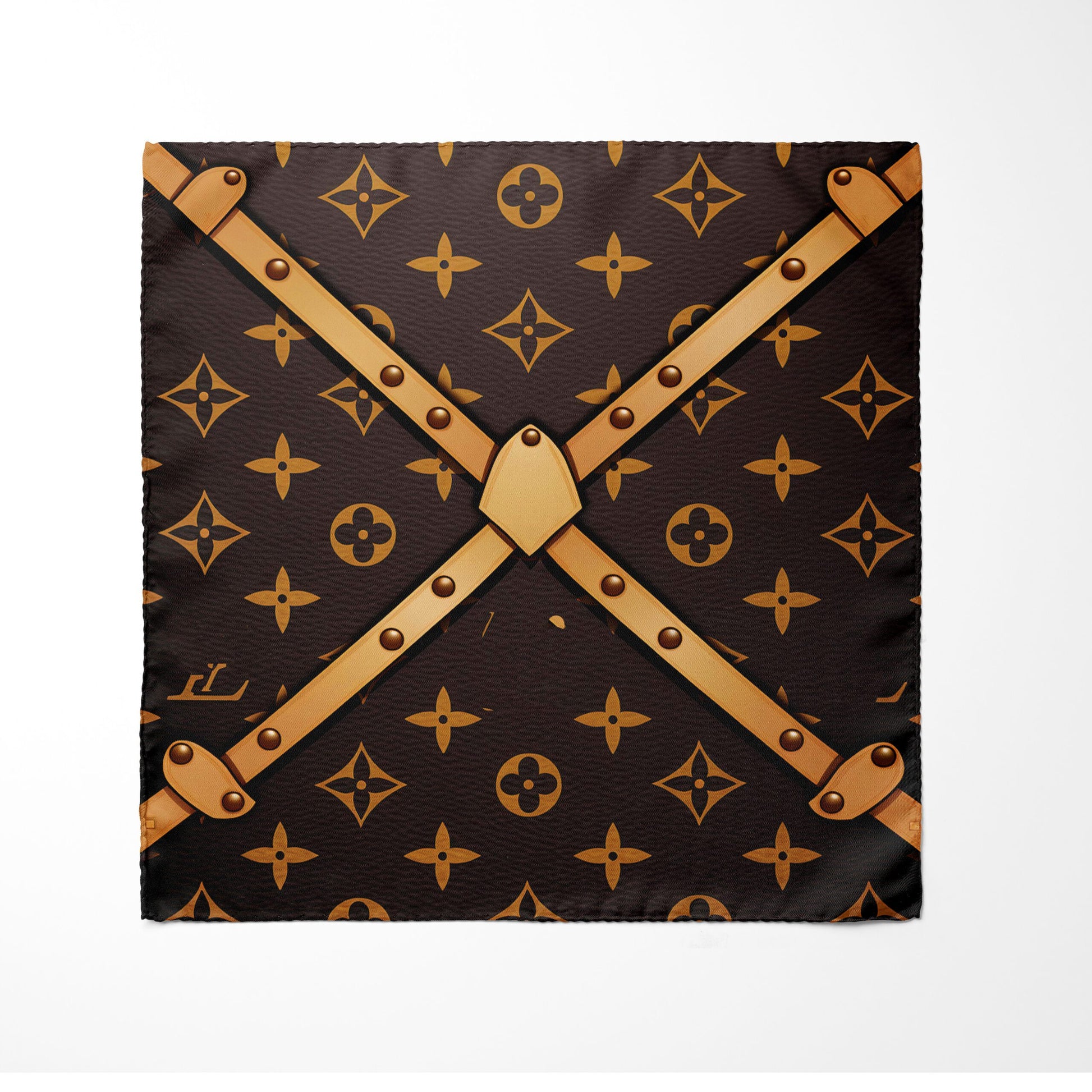Genuine Silk Gold and Black Luxury Design Pocket Square