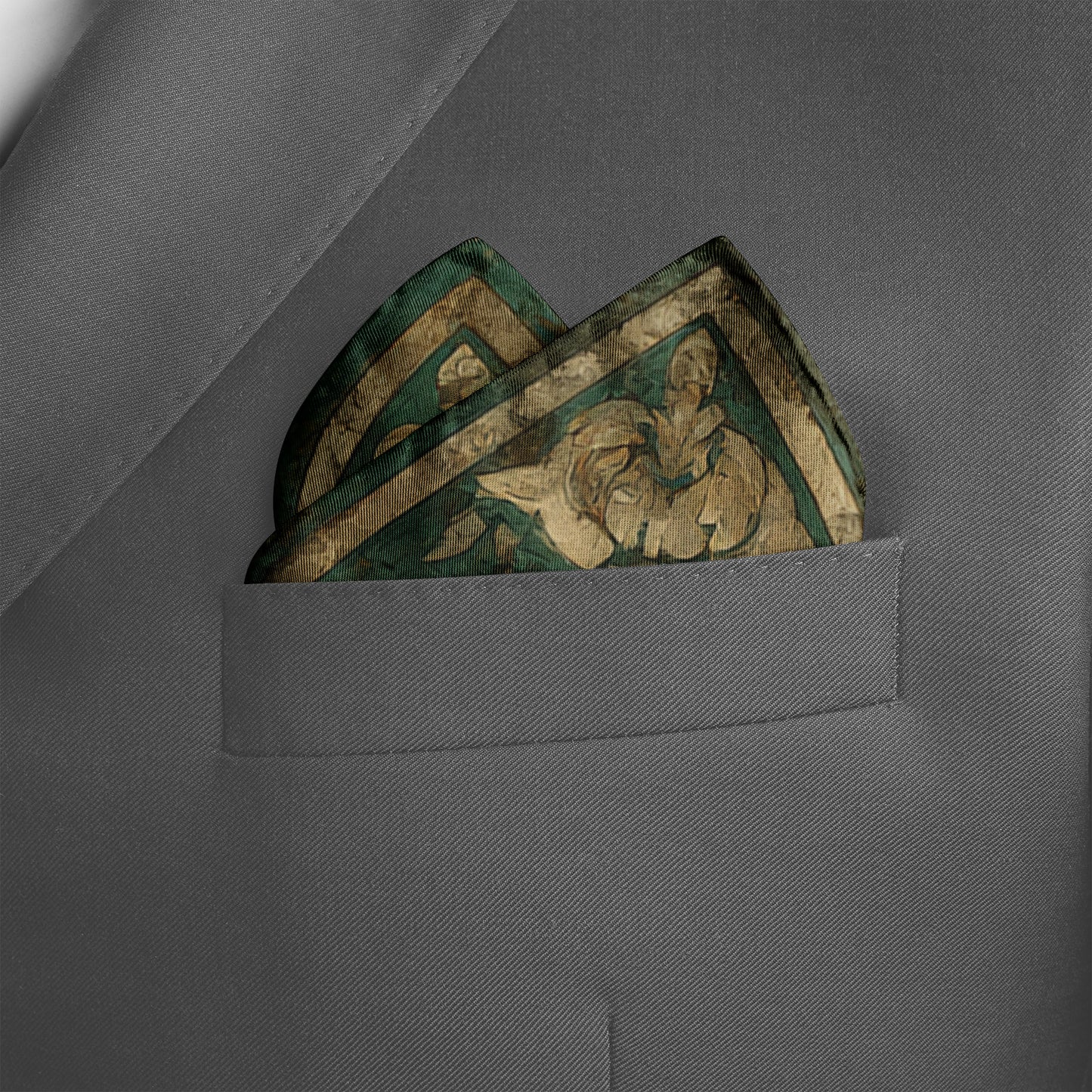 Genuine Silk Golden Sunflower Verdant Pocket Square