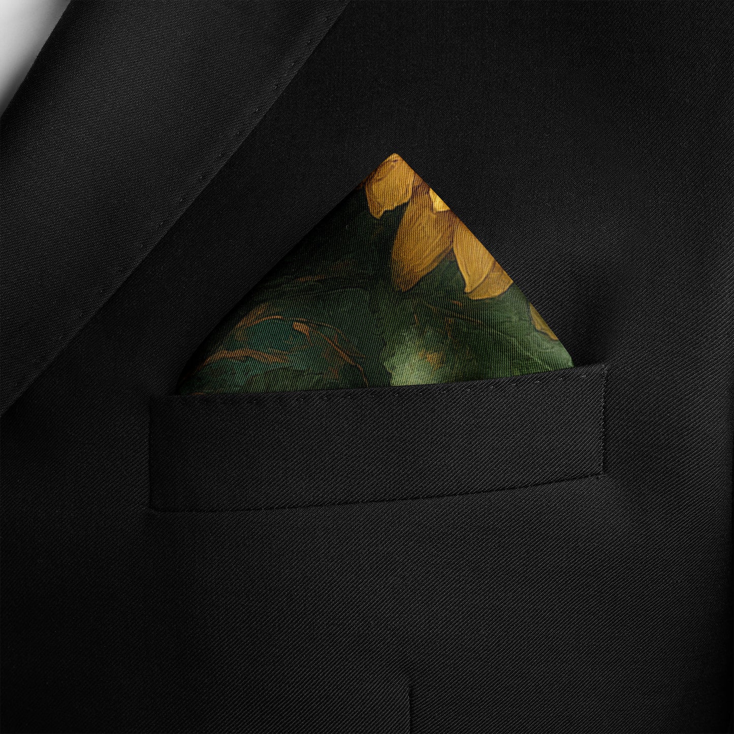 Genuine Silk Golden Sunflower Verdant Pocket Square