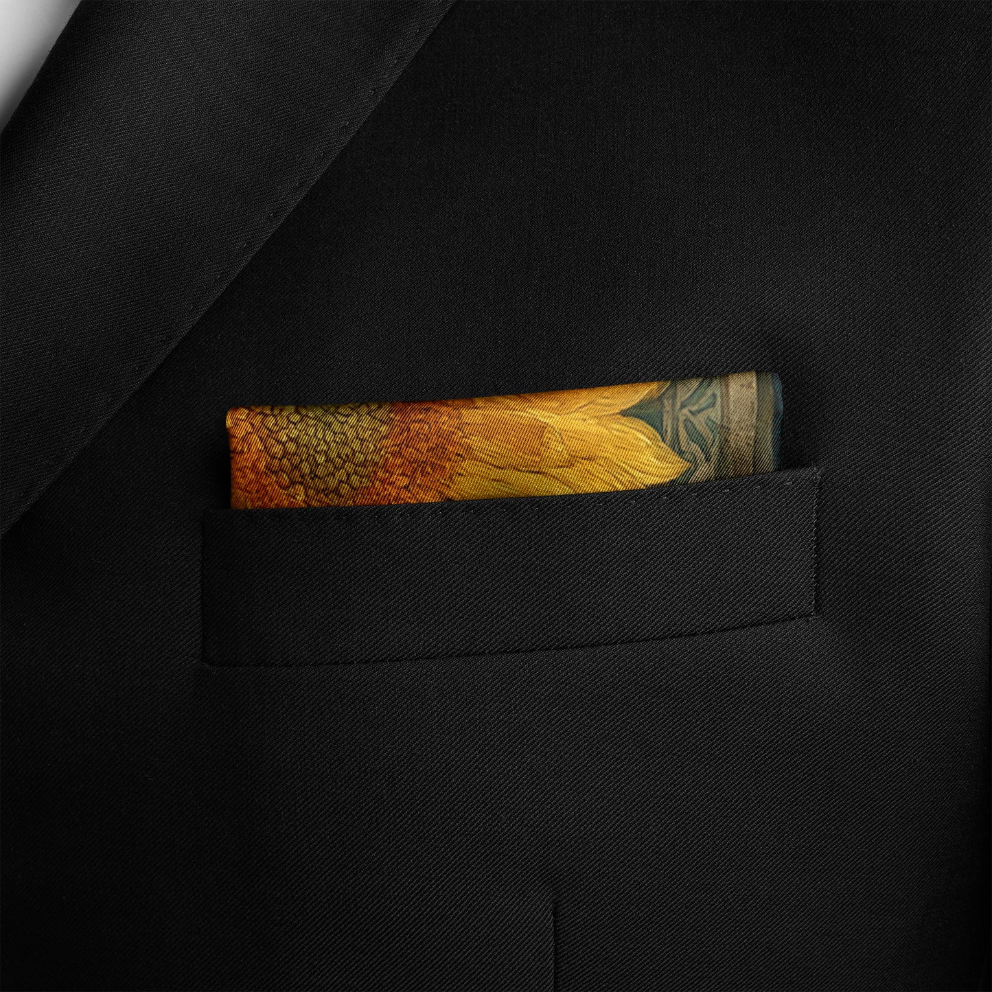 Genuine Silk Golden Sunflower Verdant Pocket Square