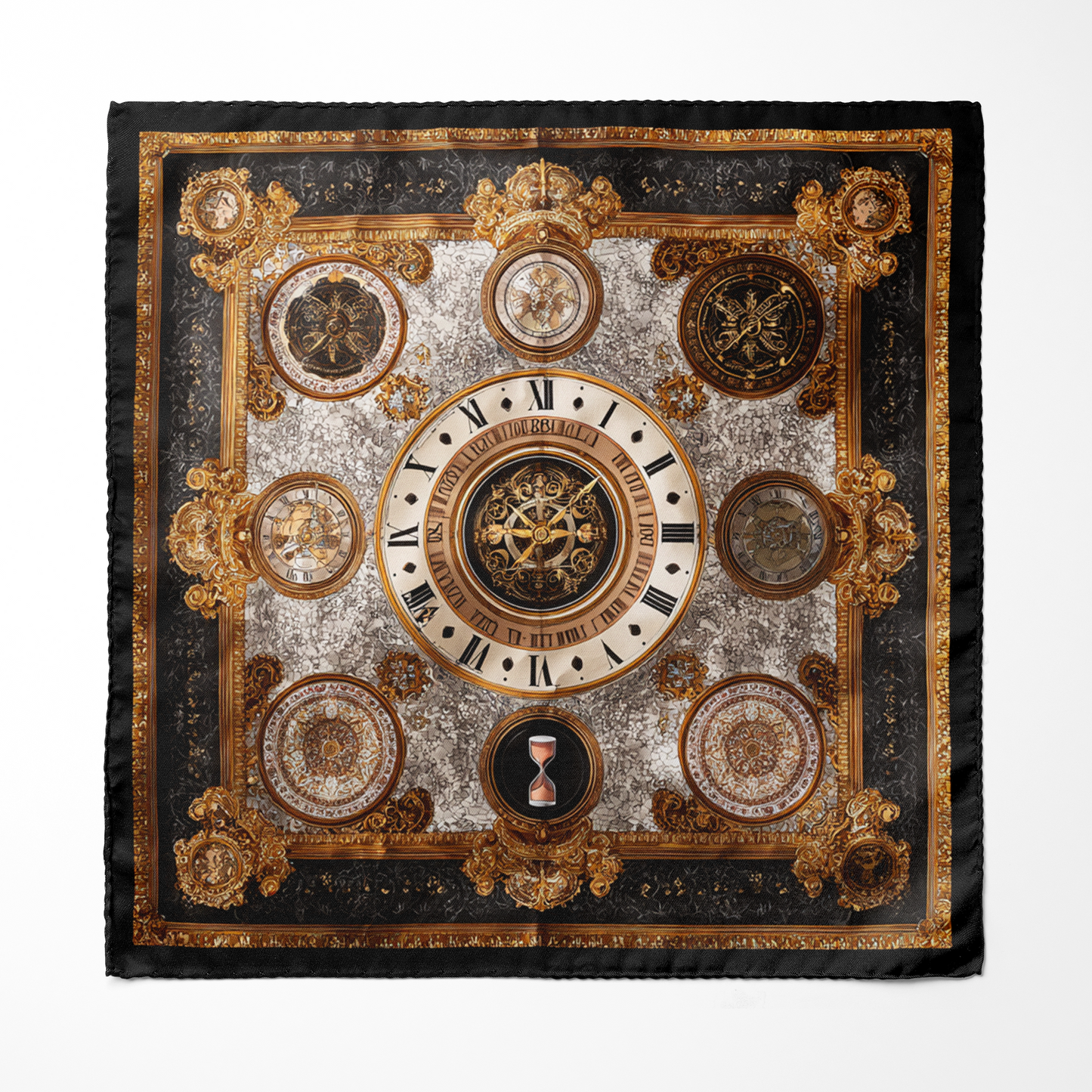 Genuine Silk Imperial Timepiece Ornate Pocket Square