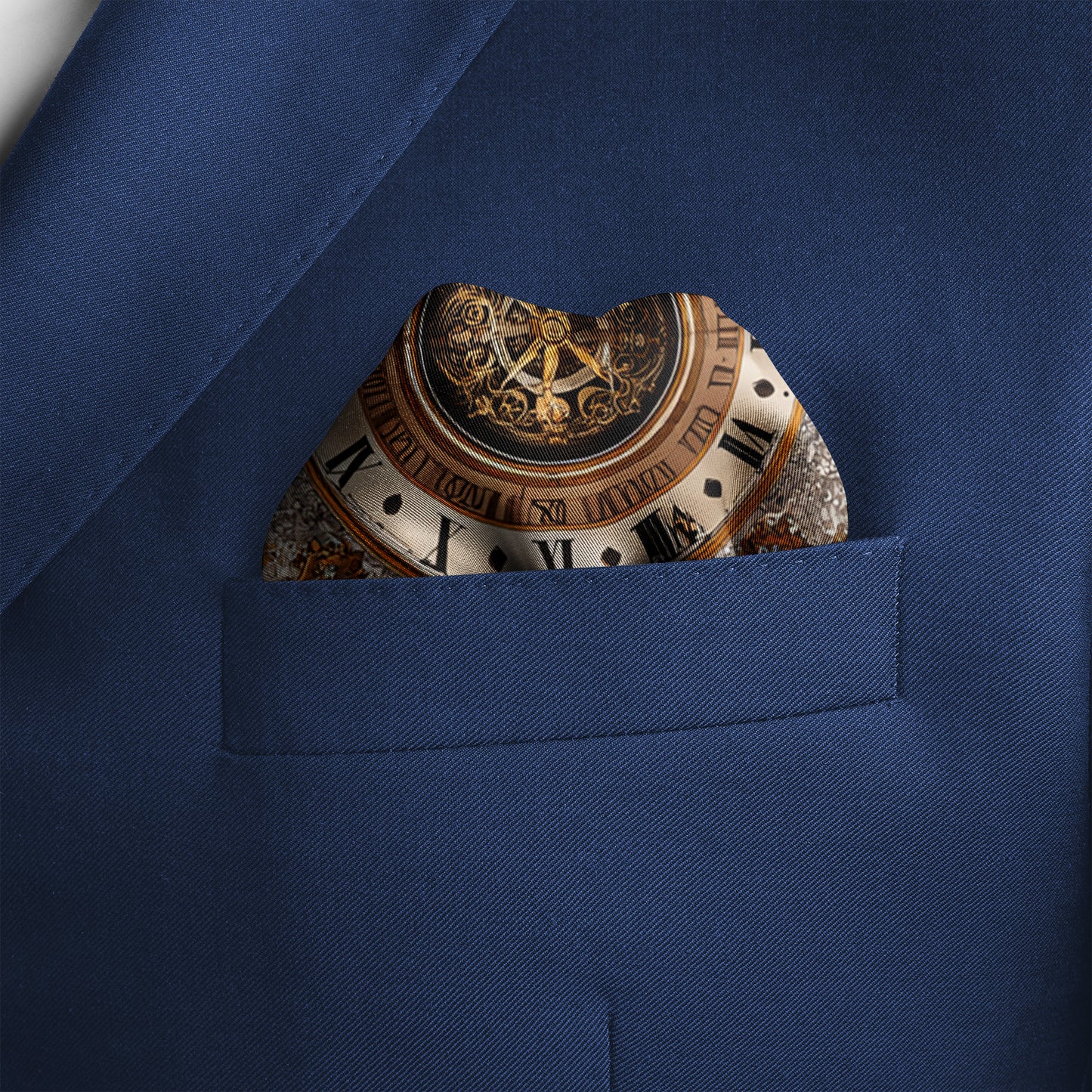 Genuine Silk Imperial Timepiece Ornate Pocket Square