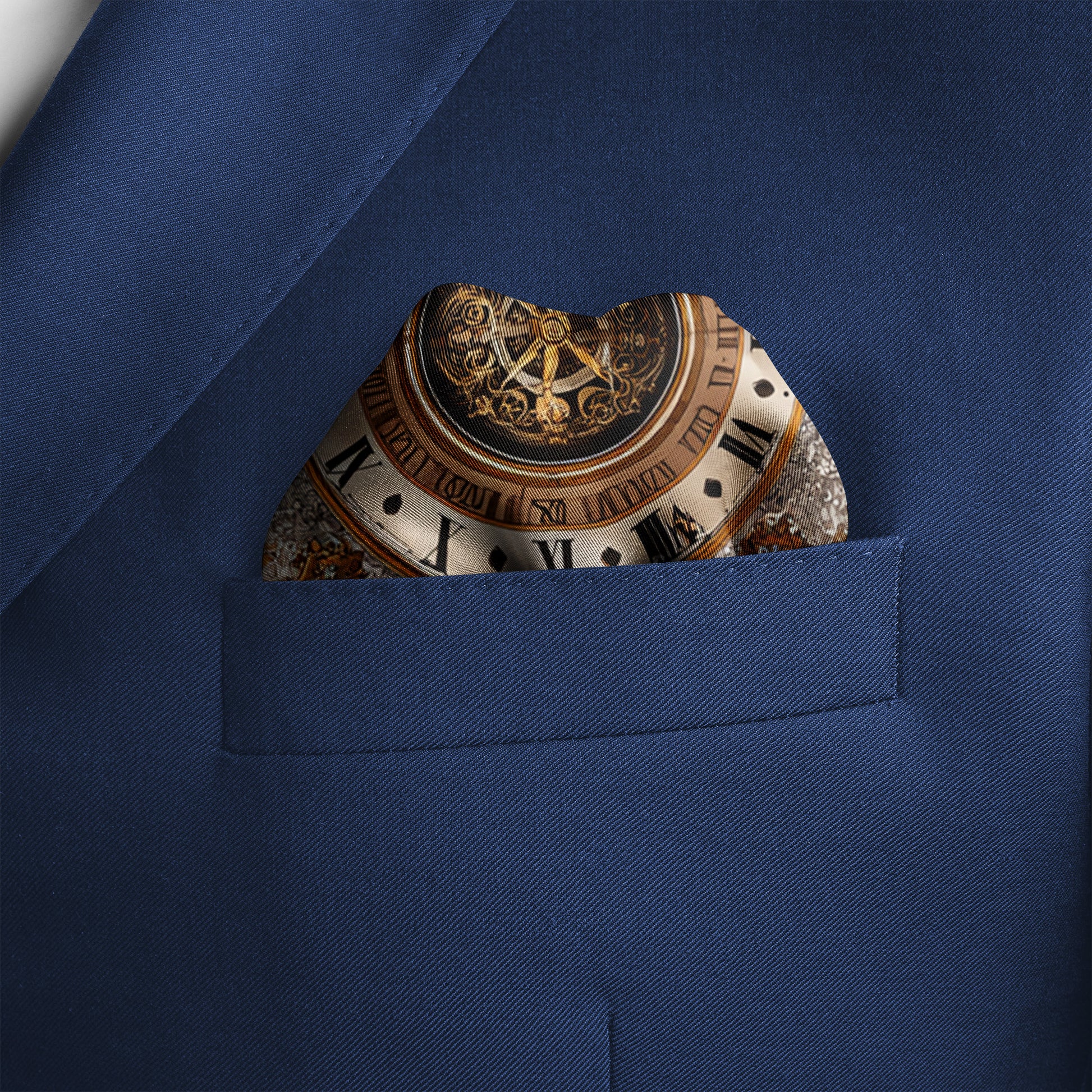 Genuine Silk Imperial Timepiece Ornate Pocket Square