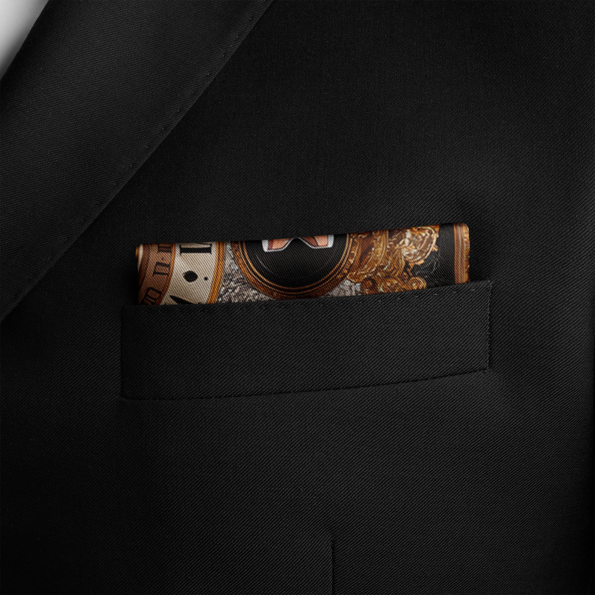 Genuine Silk Imperial Timepiece Ornate Pocket Square
