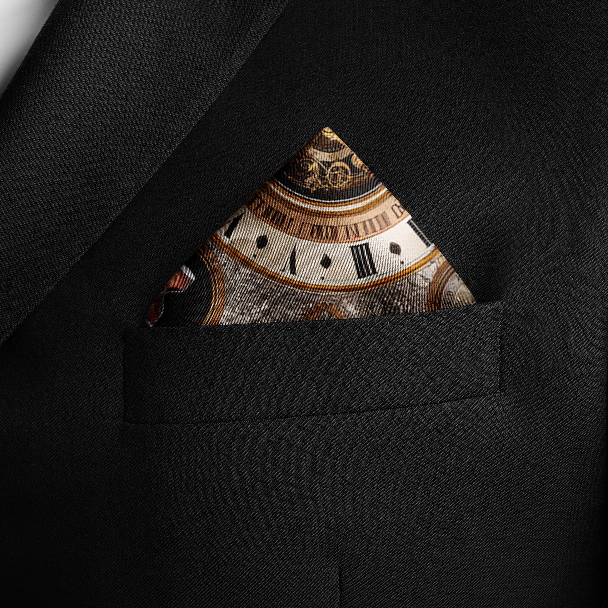 Genuine Silk Imperial Timepiece Ornate Pocket Square