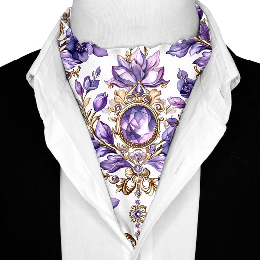 Genuine Silk Lisianthus Flowers Ascot Cravat