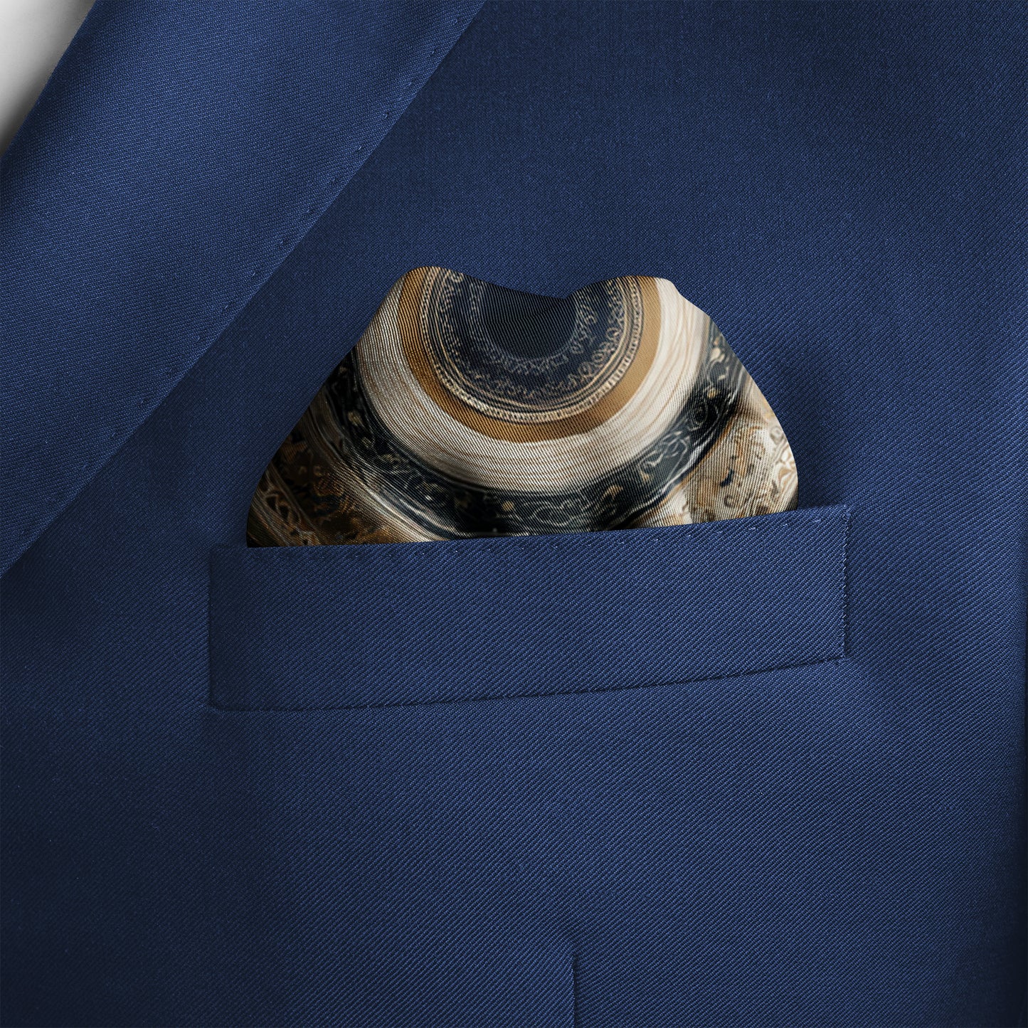 Genuine Silk Marble Eclipse Cosmic Pocket Square