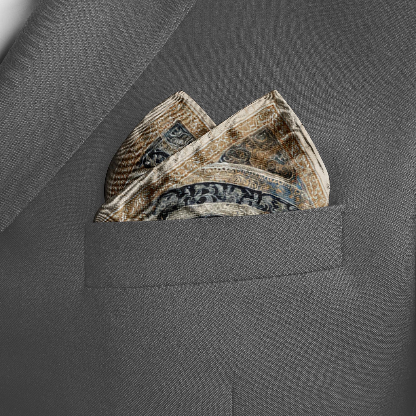 Genuine Silk Marble Eclipse Cosmic Pocket Square