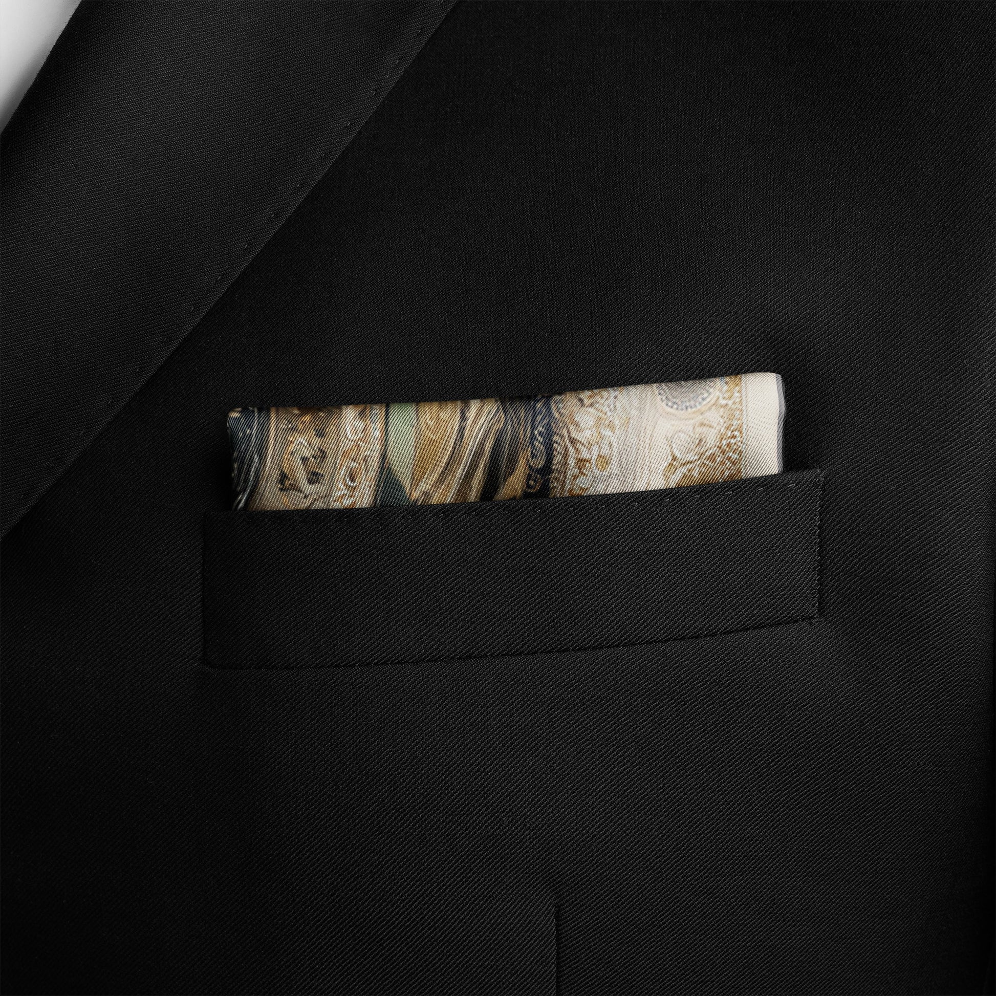 Genuine Silk Marble Eclipse Cosmic Pocket Square
