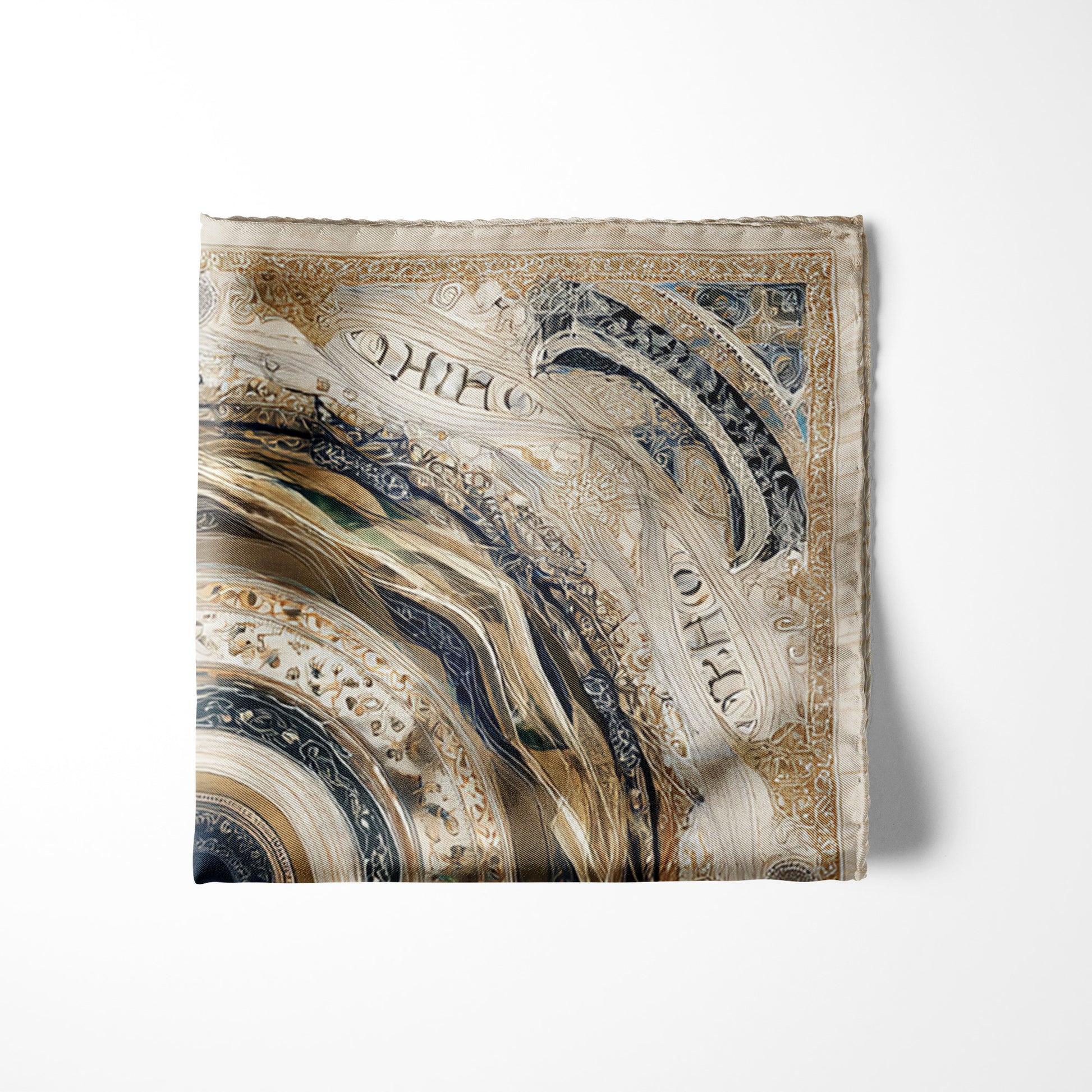 Genuine Silk Marble Eclipse Cosmic Pocket Square