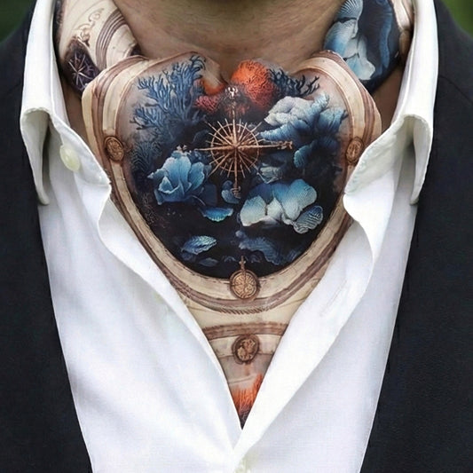 Genuine Silk Midnight Nautical Heritage Ascot Cravat
