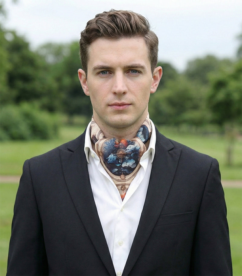 Genuine Silk Midnight Nautical Heritage Ascot Cravat