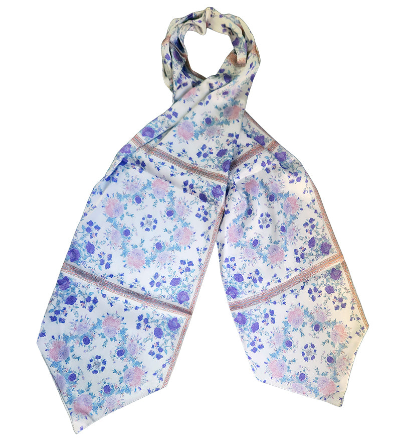 Genuine Silk Pastel Garden Floral Ascot Cravat