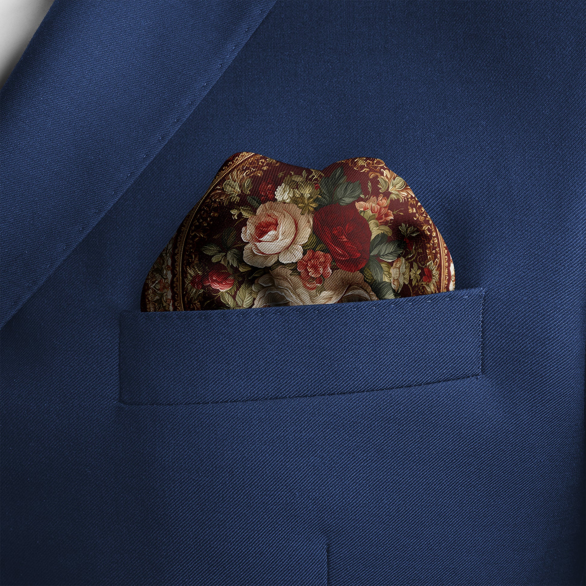 Genuine Silk Regal Crimson Rose Pocket Square