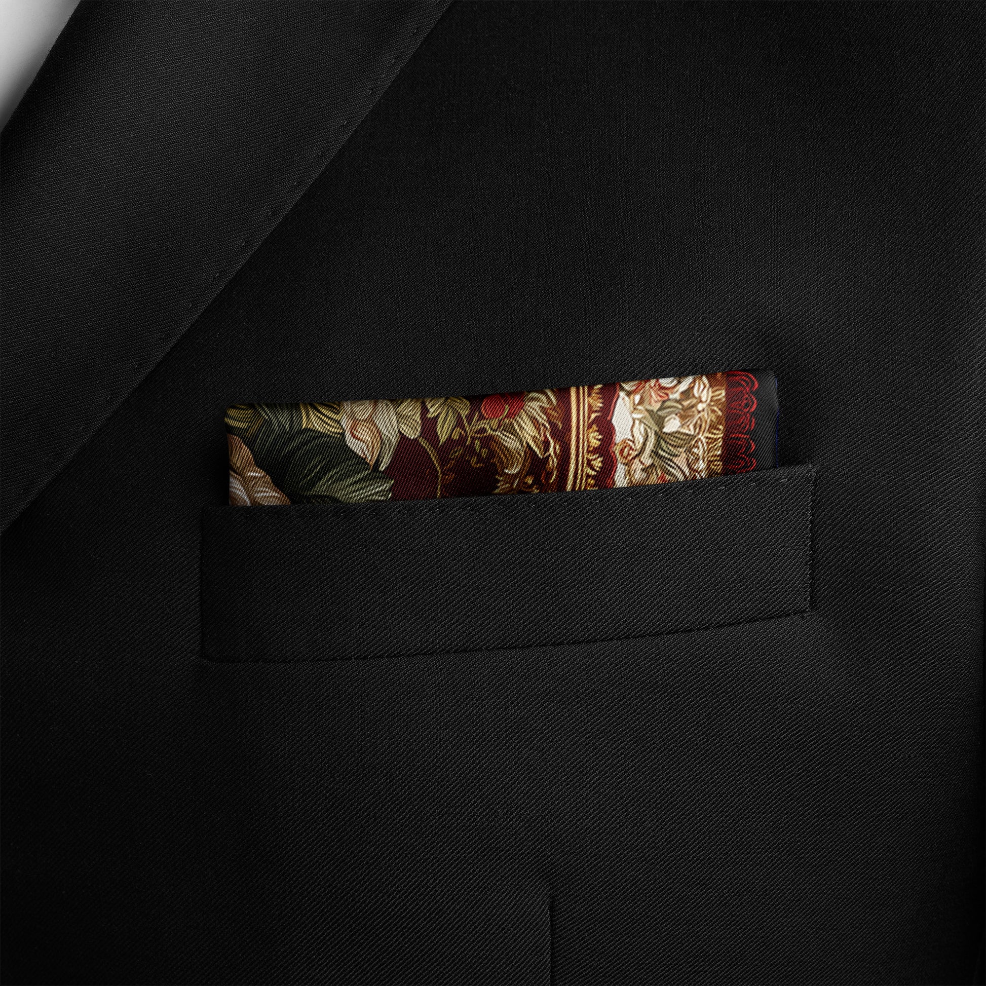 Genuine Silk Regal Crimson Rose Pocket Square