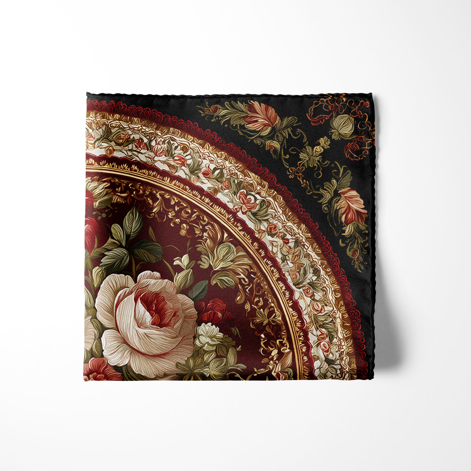Genuine Silk Regal Crimson Rose Pocket Square