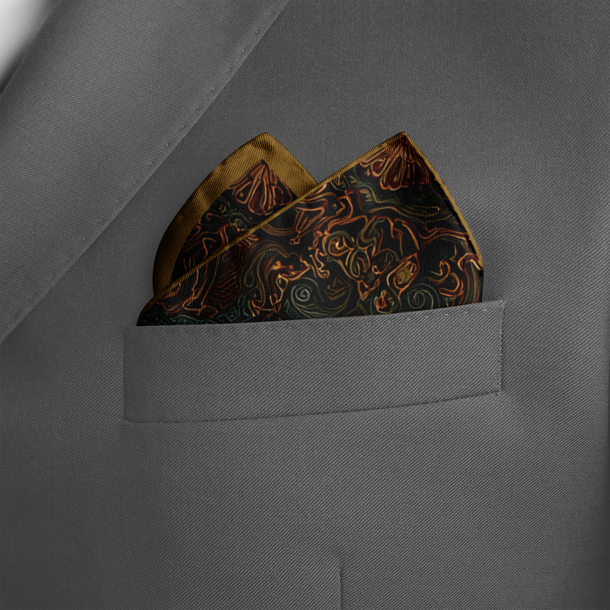 Genuine Silk Regal Emerald Mandala Pocket Square