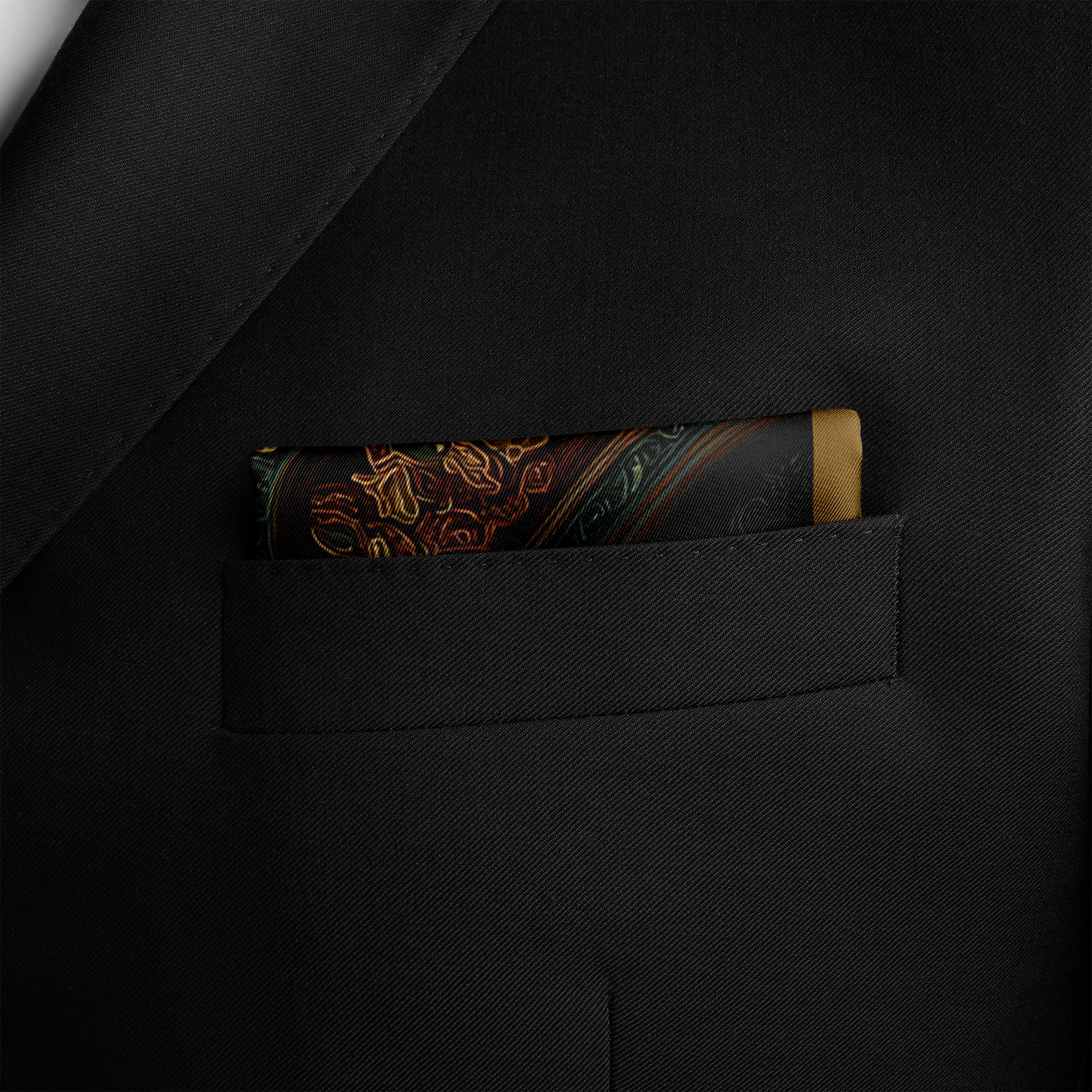 Genuine Silk Regal Emerald Mandala Pocket Square