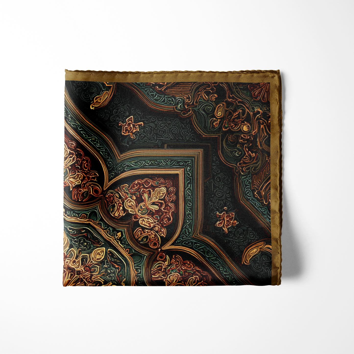 Genuine Silk Regal Emerald Mandala Pocket Square