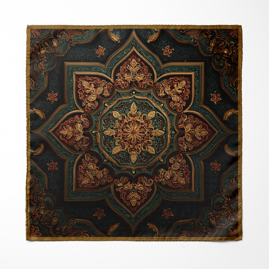 Genuine Silk Regal Emerald Mandala Pocket Square