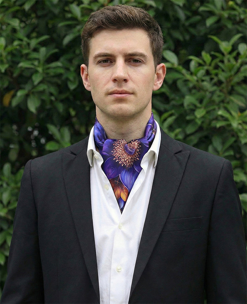 Genuine Silk Royal Violet Bloom Ascot Cravat